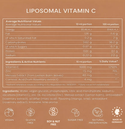 Immune Defense Liposomal Vitamin C with Zinc and Citrus Bioflavonoids